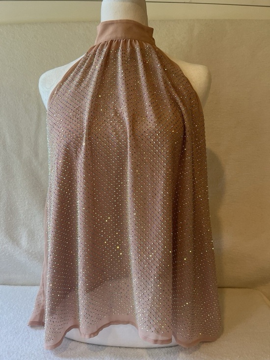 Anthropologie Tops - Anthropologie Rose Taupe Rhinestone Halter Top